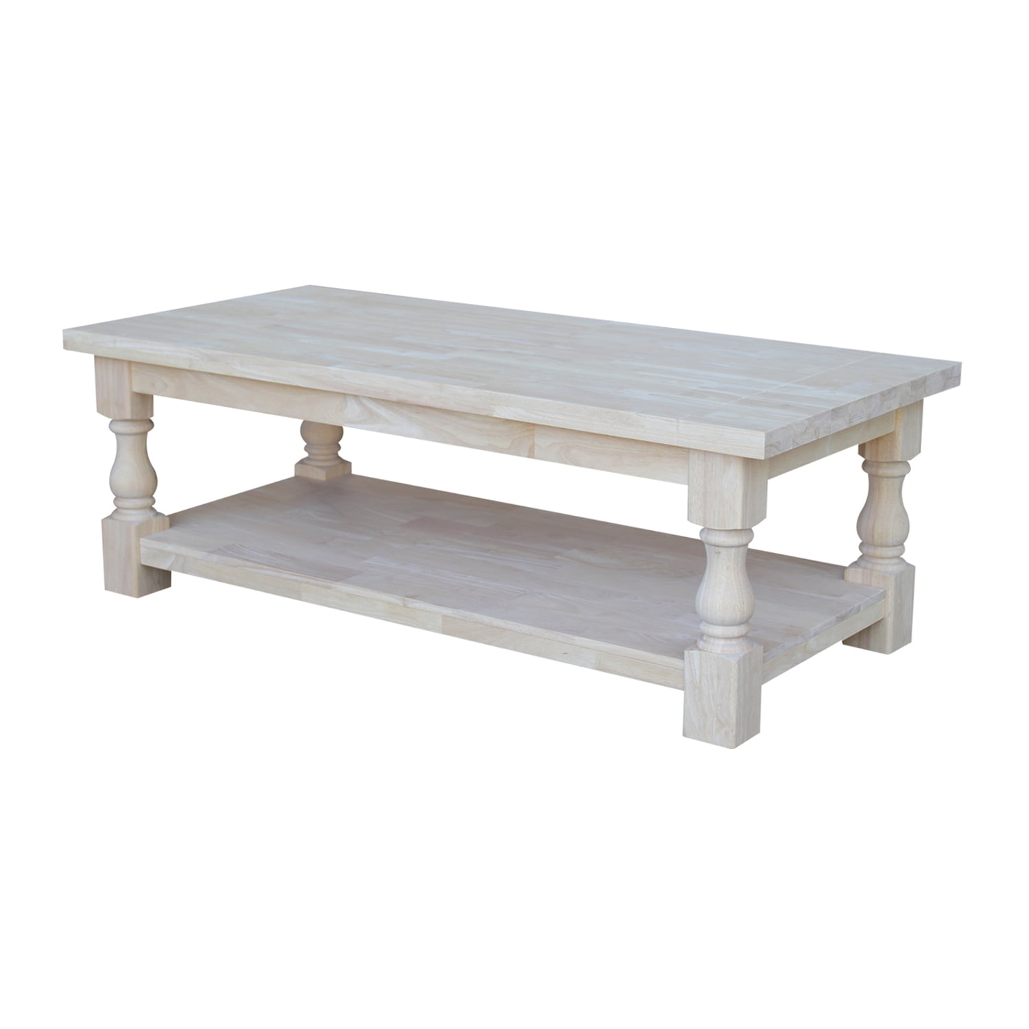 Tuscan Unfinished Solid Parawood Rectangular Coffee Table