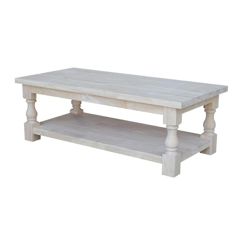 Tuscan Unfinished Solid Parawood Rectangular Coffee Table