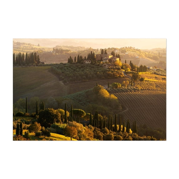 Tuscan Countryside in Autumn - Tuscany Italy Photography Landscape Rural Scenic Farmhouse Nature Autumn Travel Poster Unframed Wall Art Print 20 x 28 inches
