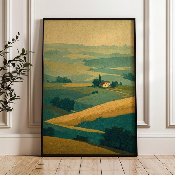 Tuscan Countryside Landscape Impressionist Rolling Hills Poster