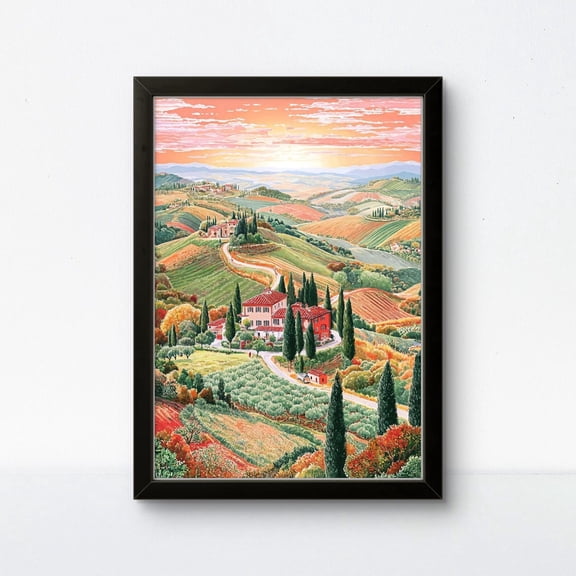 Tuscan Countryside Landscape Poster, Unframed Paper Poster 8x10in