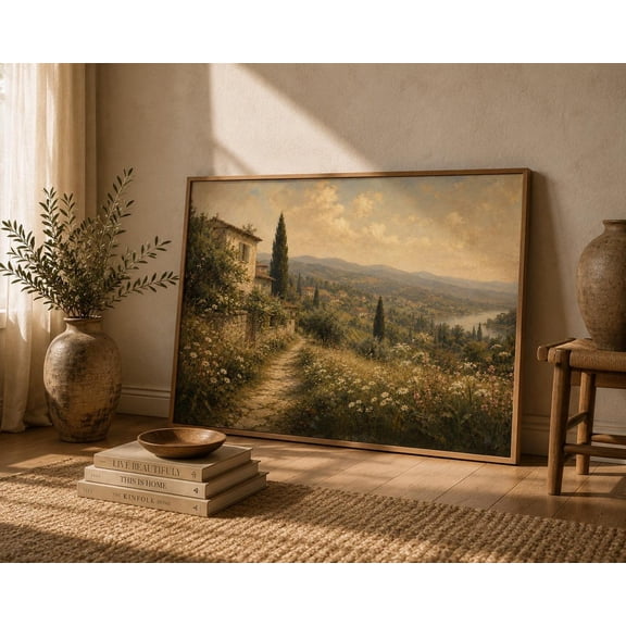 Tuscan Countryside Landscape Print, Unframed Paper Poster 8x10in