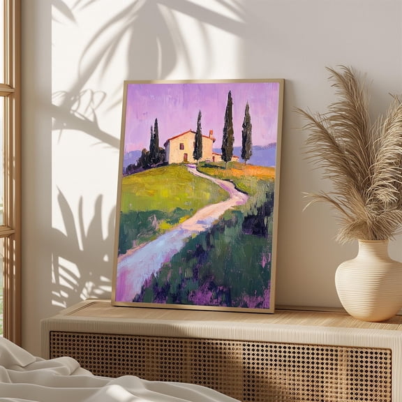 Tuscan Countryside Print Poster, Italian Landscape Wall Art, Rustic Farmhouse Decor, Impressionist Villa Artwork, Cozy Home Gift 1039, Size 8x12 UNFFRAMED F03.1.6l2022