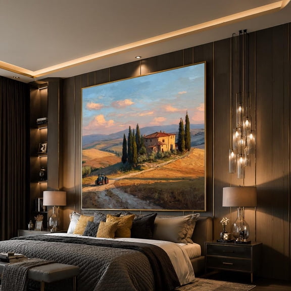 Tuscan Countryside Rustic Villa Print, Unframed Paper Poster 8x10in