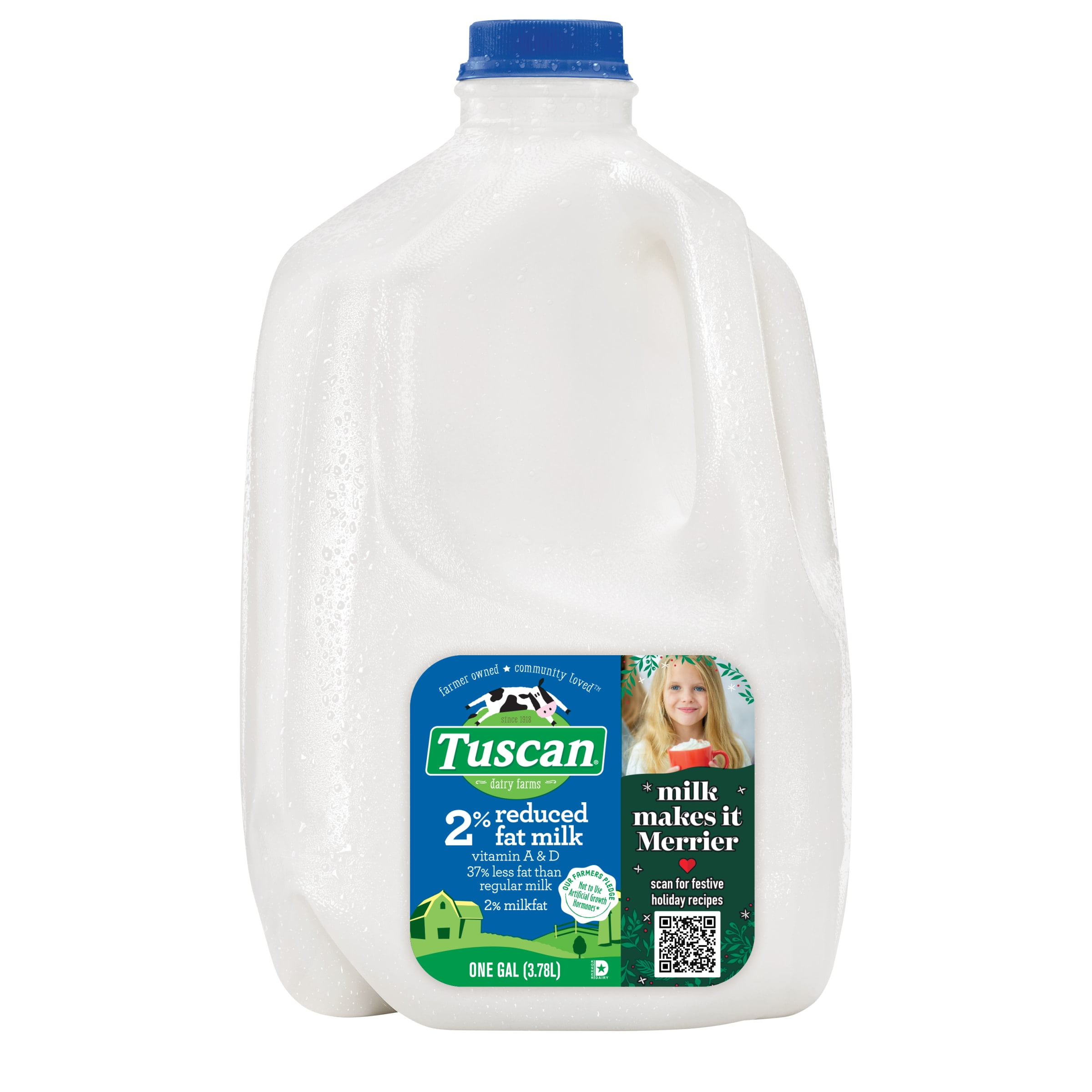 Tuscan Dairy Farms 2 Reduced Fat Milk with Vitamin A and Vitamin D, Milk Gallon 1 Jug