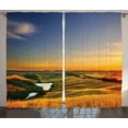 thumbnail image 1 of Ambesonne Landscape Curtains 2 Panel Set, Mediterranean Valley, 108" x 90", Blue Yellow Green, 1 of 3