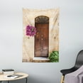 thumbnail image 1 of Tuscan Decor Wall Hanging Tapestry, Image of Rusty Wood Door with Flowers in Italian Town Authentic Nostalgic Building, Bedroom Living Room Dorm Accessories, 40 X 60 Inches, by Ambesonne, 1 of 5