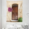 thumbnail image 1 of Tuscan Decor Wall Hanging Tapestry, Image of Rusty Wood Door with Flowers in Italian Town Authentic Nostalgic Building, Bedroom Living Room Dorm Accessories, 60 X 80 Inches, by Ambesonne, 1 of 5