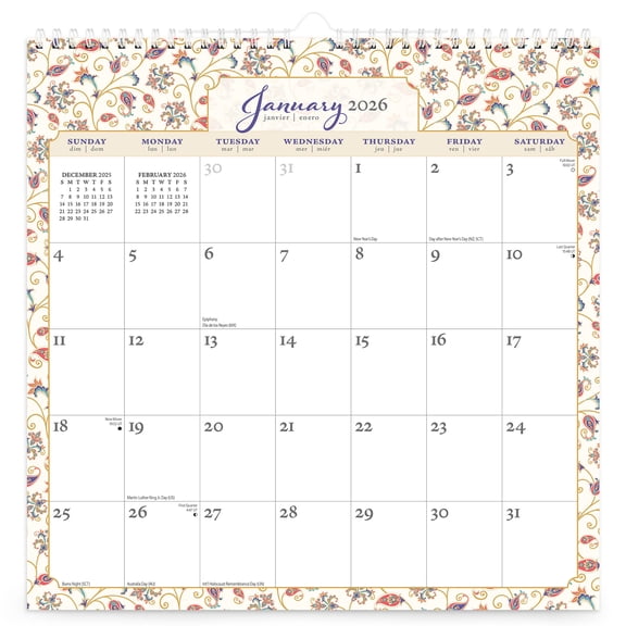 Tuscan Delight | 2026 12x12" (Hanging) Wire-O Calendar | Sticker Sheet | BrownTrout