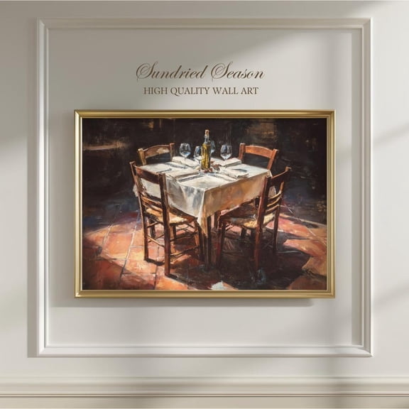 Tuscan Dining Table Art Print, Unframed Paper Poster 8x10in