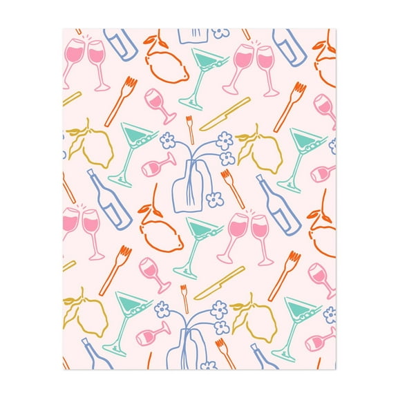 Tuscan Evening - India Illustration Pattern Cocktail Kitchen Decor Bar Pop Art Modern Art Lemon Unframed Wall Art Print 8 x 10 inches