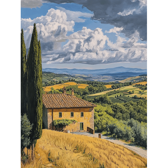 Tuscan Farmhouse Landscape Canvas Print/Wall Art Suitable for Living Room Bedroom Dining Room Office and Hotel Decoration