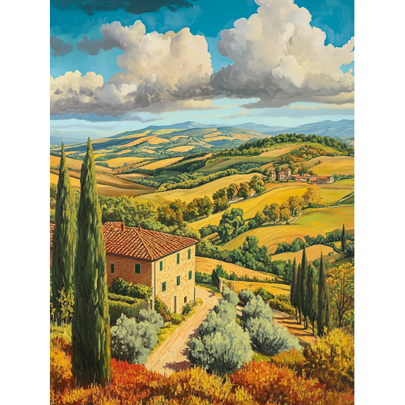 Tuscan Farmhouse Landscape Canvas Wall Art Perfect for Living Room Bedroom Dining Room Office and Hallway Decoration.