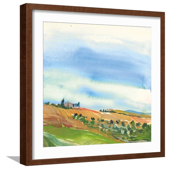 Art.com Tuscan Fields Art Print by Kristy Rice, Brown Frame Wall Art, 21" x 21"