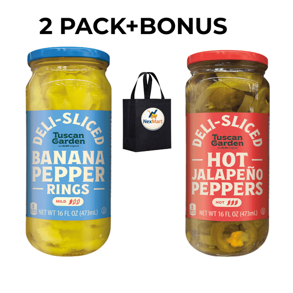 Tuscan Garden Deli-Sliced Peppers Variety Pack Hot Jalapeo & Mild Banana Pepper Rings 2-Pack 16 fl oz
