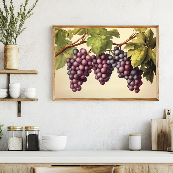 Tuscan Grape Vine Wall Art Print Rustic Winery Decor
