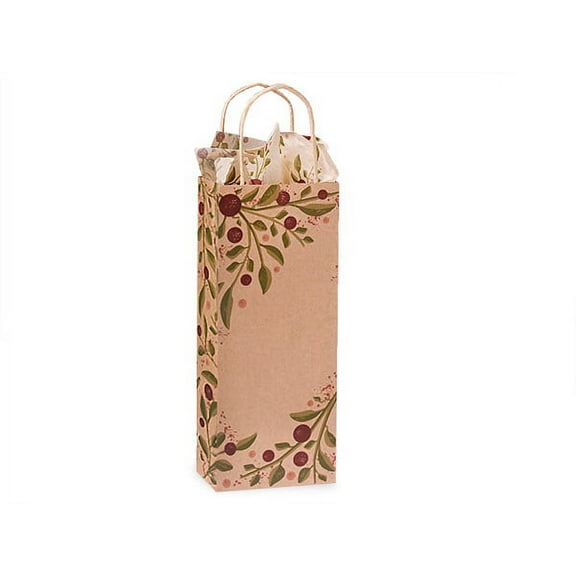 Tuscan Harvest Recycled Kraft Paper Bags, Wine 5.5x3.25x13", 25 Pack