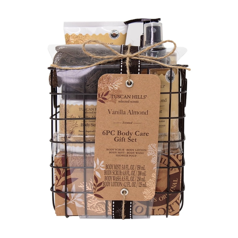Tuscan Hills Body Care Gift Set with Shower Caddy, Vanilla Almond
