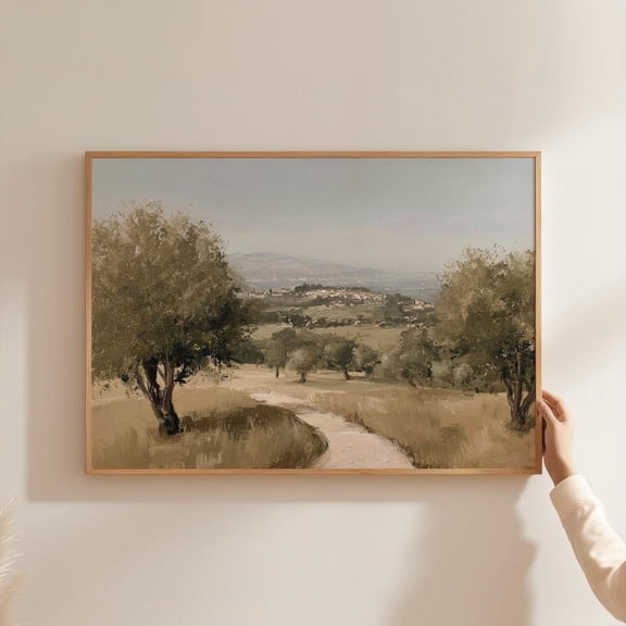 Tuscan Hillside Olive Grove Village Landscape Poster Unframed Paper Print