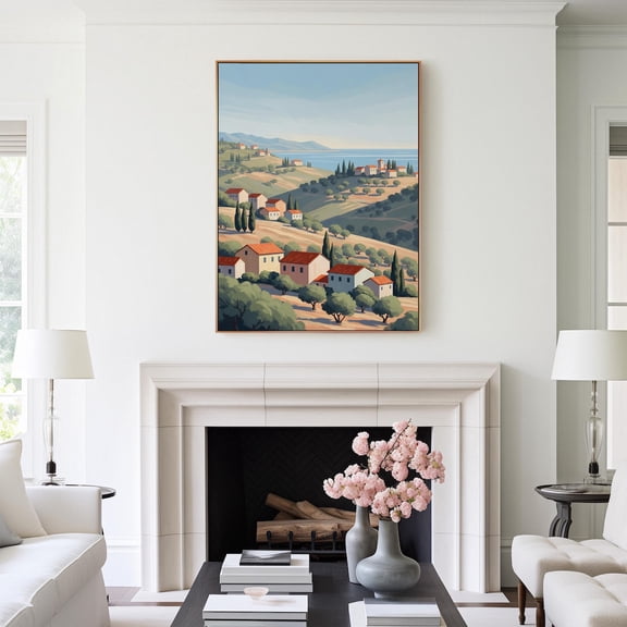 Tuscan Hillside Vineyard Landscape Print, Unframed Paper Poster 8x10in
