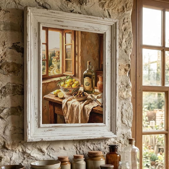 Tuscan Kitchen Lemon Still Life, Unframed Paper Poster 8x10in