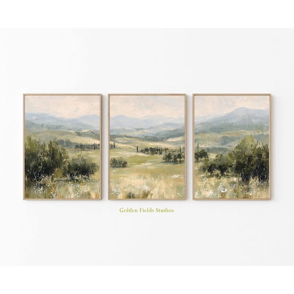 Tuscan Landscape Rustic Italian Countryside Wall Art Set 3 Unframed Paper Print
