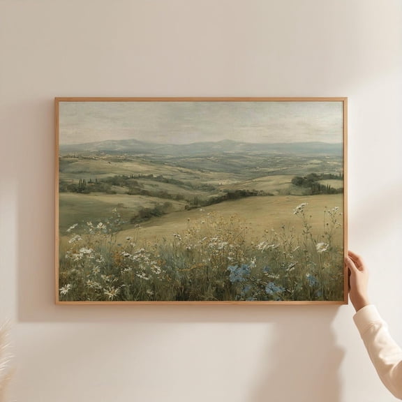 Tuscan Meadow Muted Italian Landscape Poster Unframed Paper Print