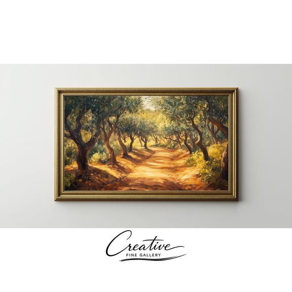 Tuscan Olive Grove Sunlit Path Print, Unframed Paper Poster 8x10in