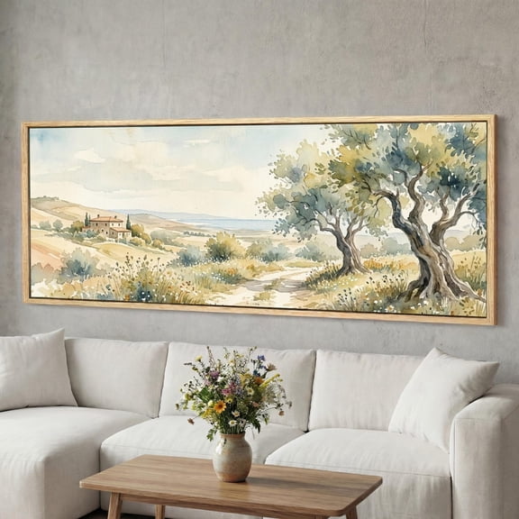 Tuscan Olive Tree Panoramic Wall Art, Unframed Paper Poster 8x10in