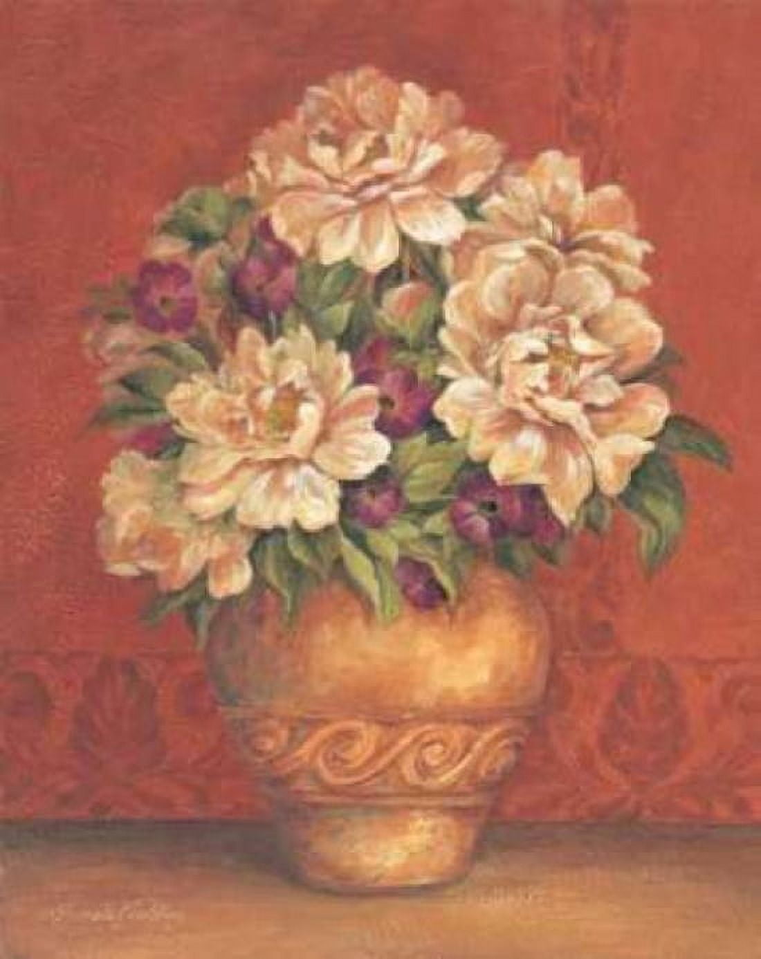 Tuscan Peonies Canvas Art - Pamela Gladding (24 x 30)