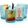 thumbnail image 1 of Tuscan Rocks Glass Set - Aqua, Dishwasher Safe, Chic Vintage Style - 8 oz - Ideal for Gin, Mixed Cocktails, Bourbon, Margaritas, Soft Drinks, Beer, Water - Mexican Style Glasses - Set of 4, 1 of 5