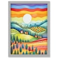 thumbnail image 1 of Tuscan Rolling Hills At Sunrise Abstract Folk Art Artwork Framed Wall Art Print A4, 1 of 4