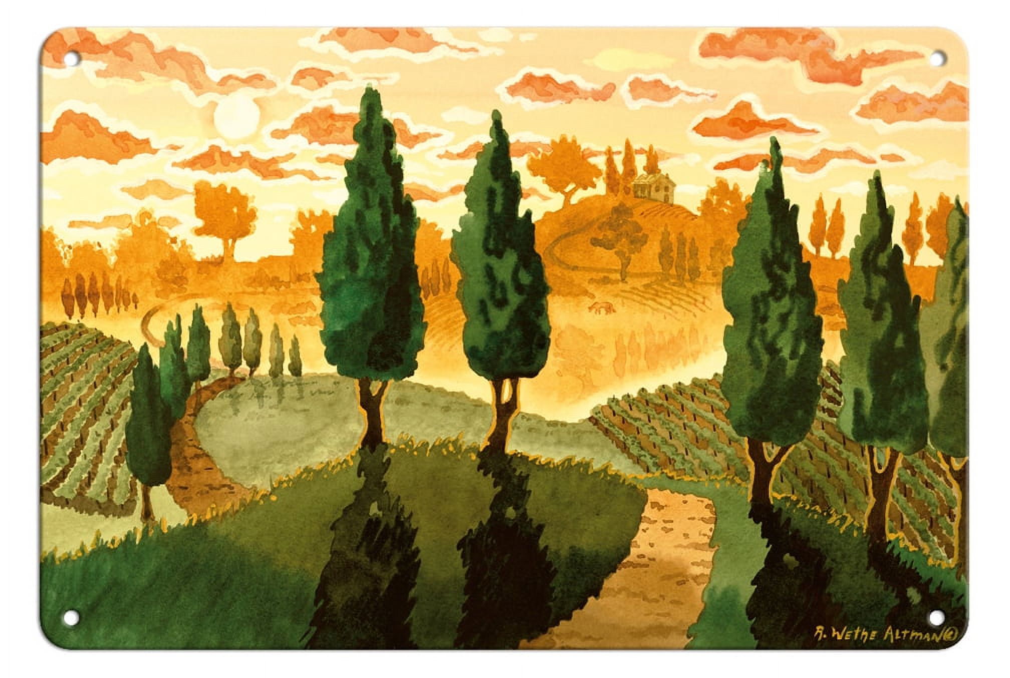 絵画 Charlene Audrey 2004 TuscanToscano 3Set Tuscan Sunset - Tuscany Italy - Italian Vineyards Cypress Trees