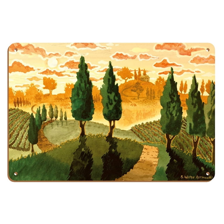 絵画 Charlene Audrey 2004 TuscanToscano 3Set Tuscan Sunset - Tuscany Italy - Italian Vineyards Cypress Trees