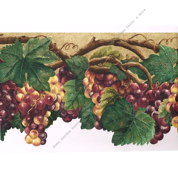 Tuscan Tuscany Golden Grape Vine Sculptured Decorative Edge Wallpaper Border 10"