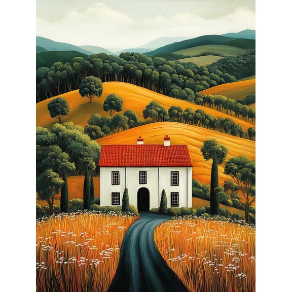 Tuscan Villa Landscape Wall Art/Canvas PrintSuitable for Living RoomBedroomDining RoomOfficeHotel Decoration.