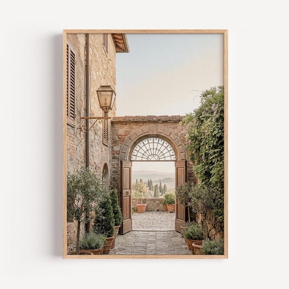 Tuscan Village Archway Print, Unframed Paper Poster 8x10in