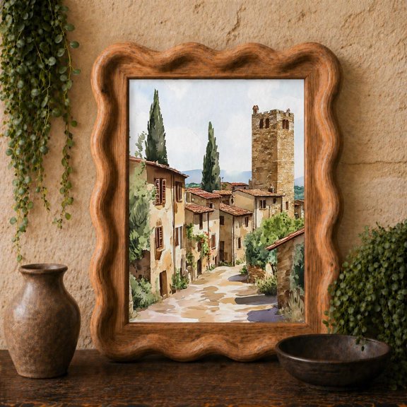 Tuscan Village Countryside Print, Unframed Paper Poster 8x10in