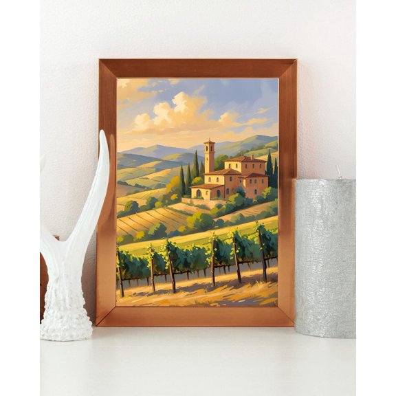 Tuscan Vineyard Countryside Landscape, Unframed Paper Poster 8x10in