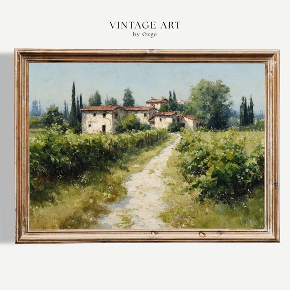 Tuscan Vineyard Countryside Print, Unframed Paper Poster 8x10in
