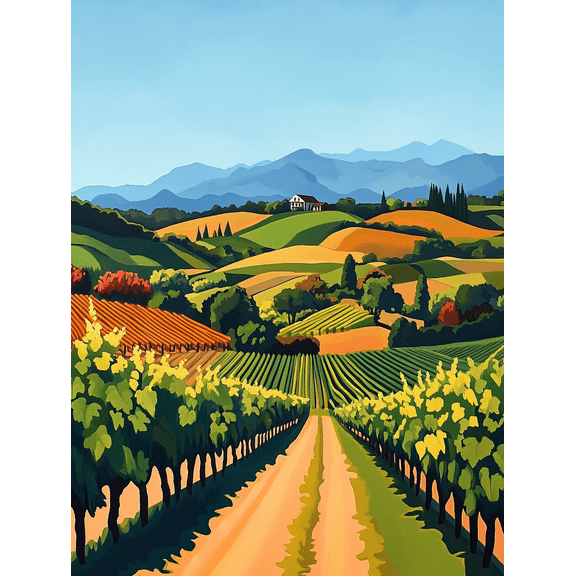 Tuscan Vineyard Landscape Canvas Wall Art Perfect for Living Room Bedroom Kitchen Dining Room and Office Decoration.