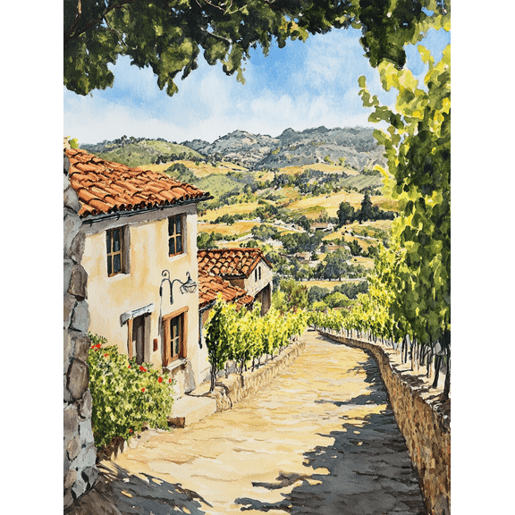 Tuscan Vineyard Landscape Wall Art/Canvas Print Suitable for Living Room Bedroom Dining Room Kitchen Office Decoration and more.