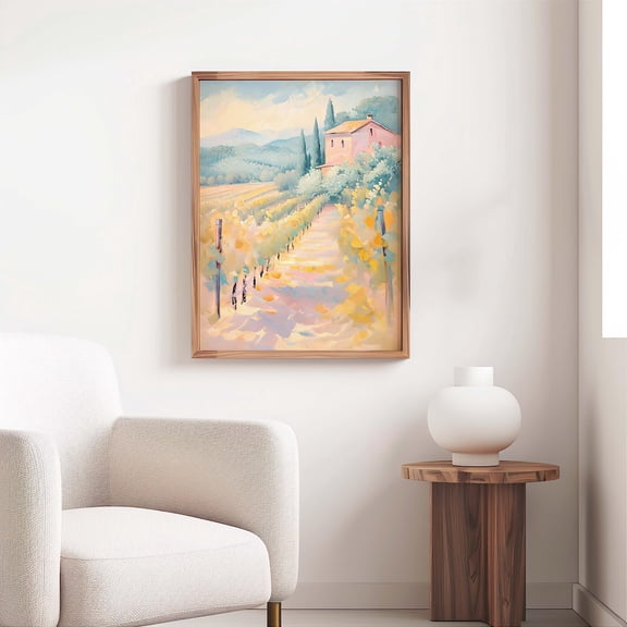 Tuscan Vineyard Poster, Tuscany Italy Travel Poster, Colourful Italian Landscape, Wine Country Wall Art, Countryside,, Unframed Poster Size 12x18