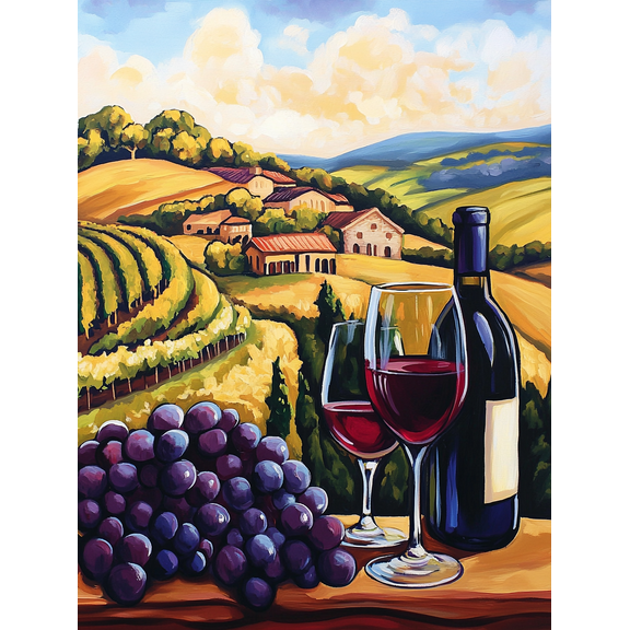 Tuscan Vineyard Wine Country Canvas Painting/Wall Art Perfect for Dining Room Kitchen Living Room Wine Cellar and Bar Decor