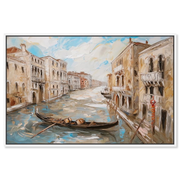 Tuscan Waterway Canvas Coastal Classic Art by Art Remedy, White Frame, 15" x 10"