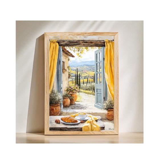 Tuscan Window Breakfast View Print, Unframed Paper Poster 8x10in