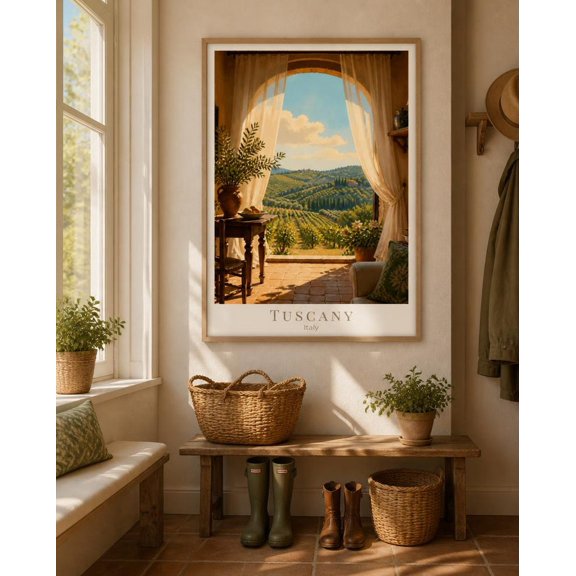 Tuscan Window View Print, Unframed Paper Poster 8x10in