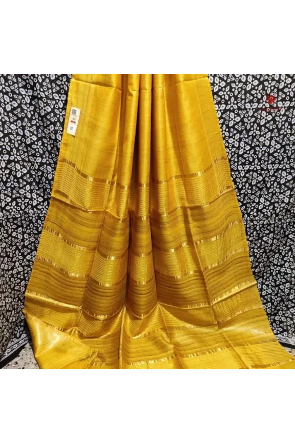 Tuscan Yellow Handwoven Pure Tussar Ghicha Silk Saree