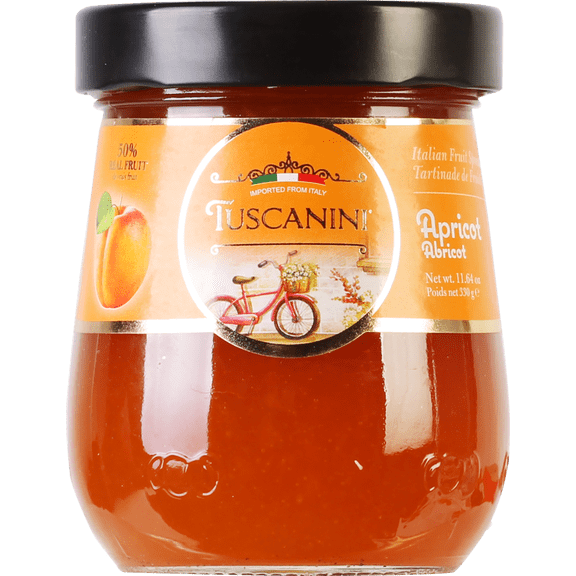 Tuscanini Apricot Fruit Spread Preserves 11.64 oz (pack of 6)