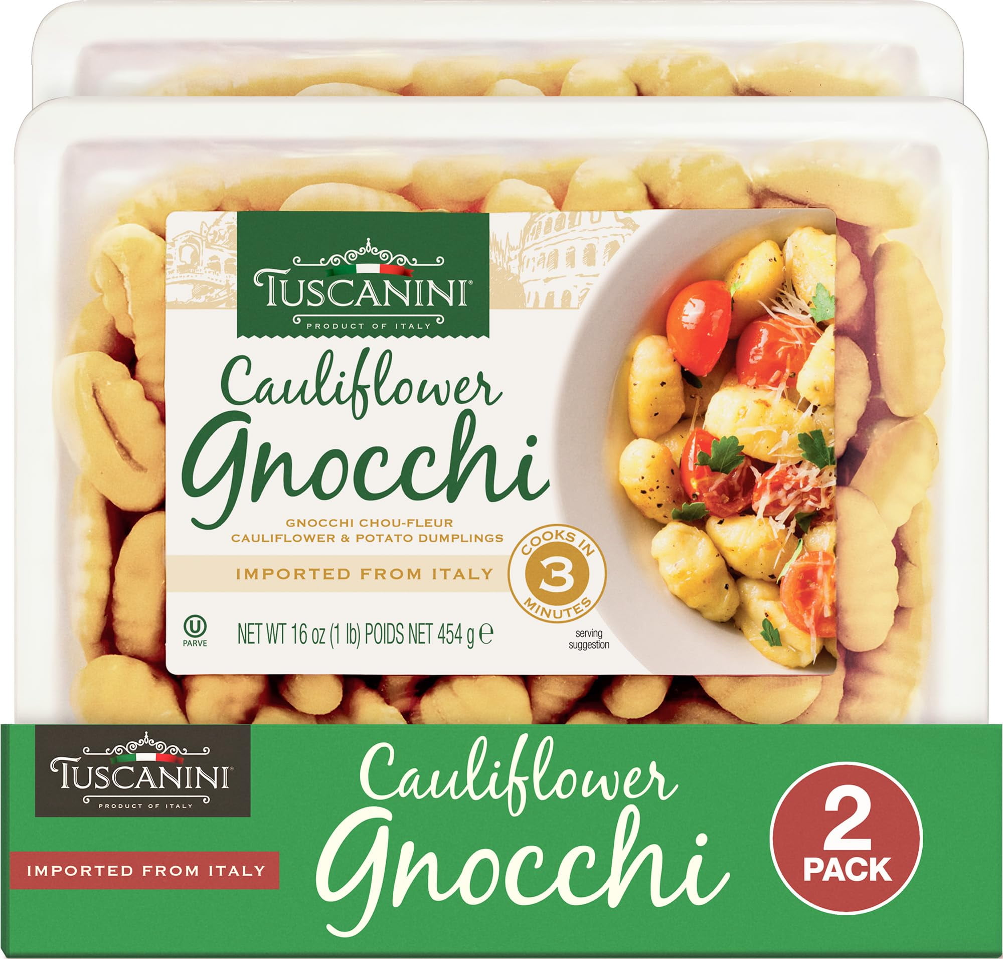 Tuscanini Cauliflower Gnocchi 16oz 2 Pack Imported From Italy, Low Fat, Ready in Minutes!